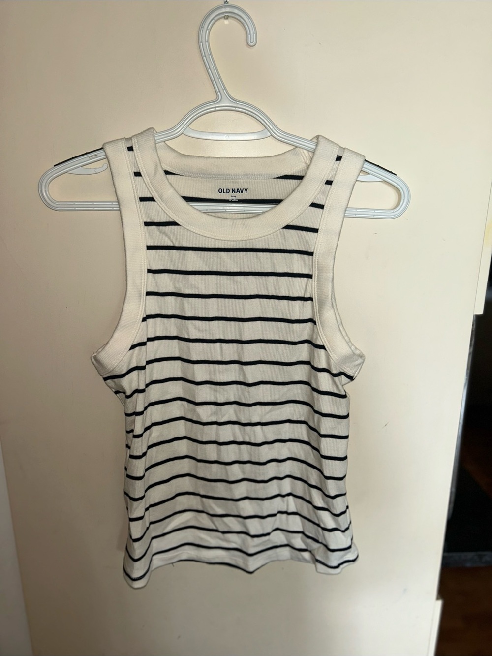 Old Navy Cream and Black Striped Ribbed Tank